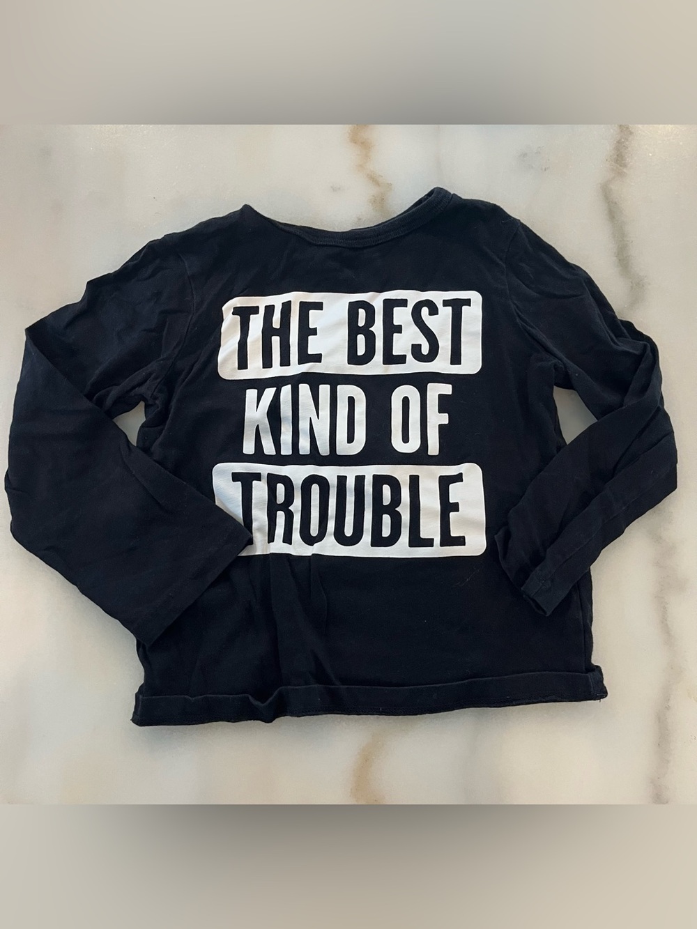 The Children's Place Black Long-Sleeve Graphic Tee - White Text